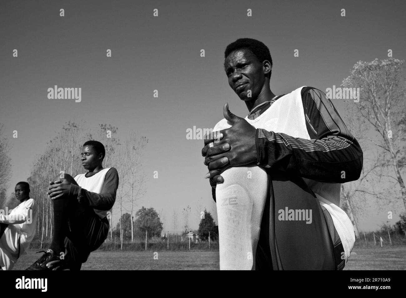 Italy. Mortara. refugee center. football training Stock Photo