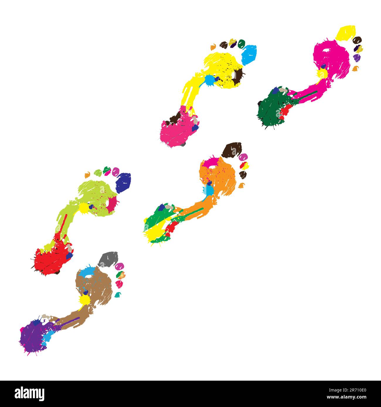 Prints of a human foot on a white background.Vector Stock Vector