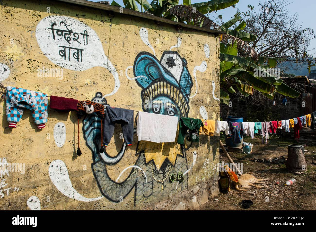 Nepal. Pokhara. clothes hanging Stock Photo Alamy