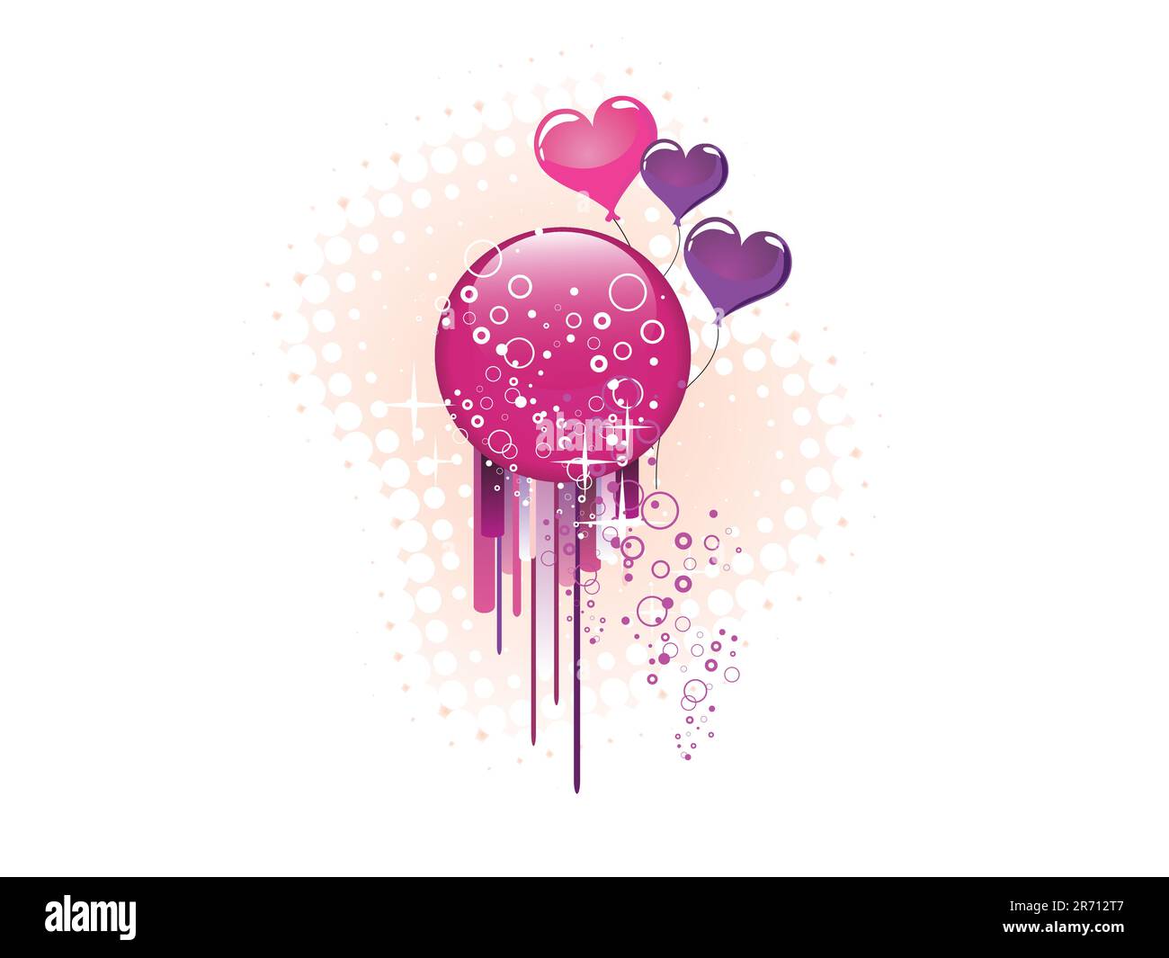 vector eps10 illustration of a glas button and heart balloons Stock Vector