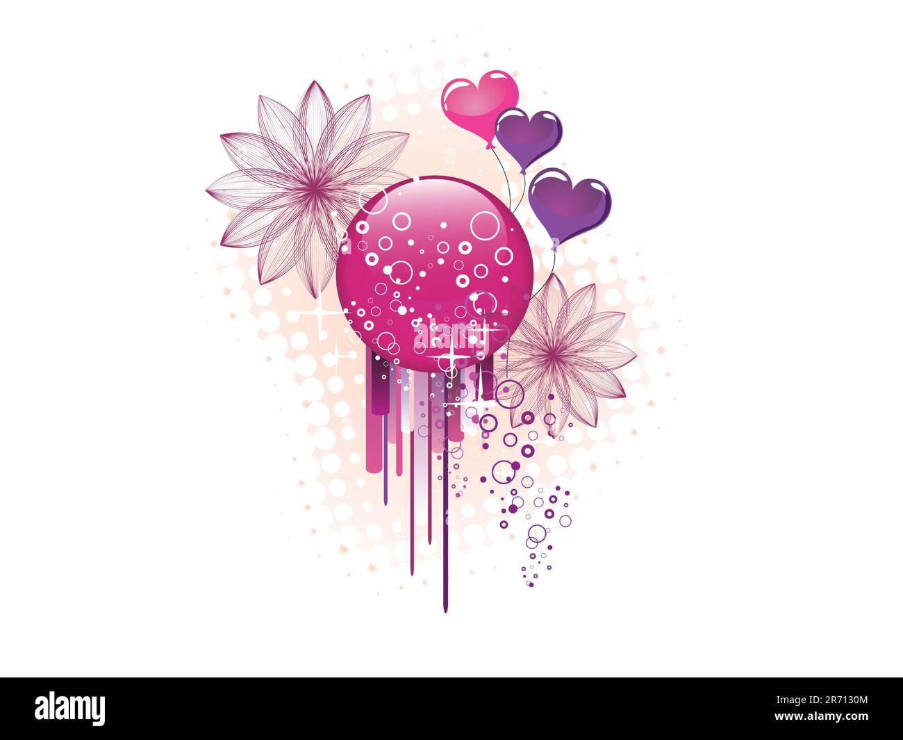 vector eps10 illustration of a glas button and heart balloons Stock Vector