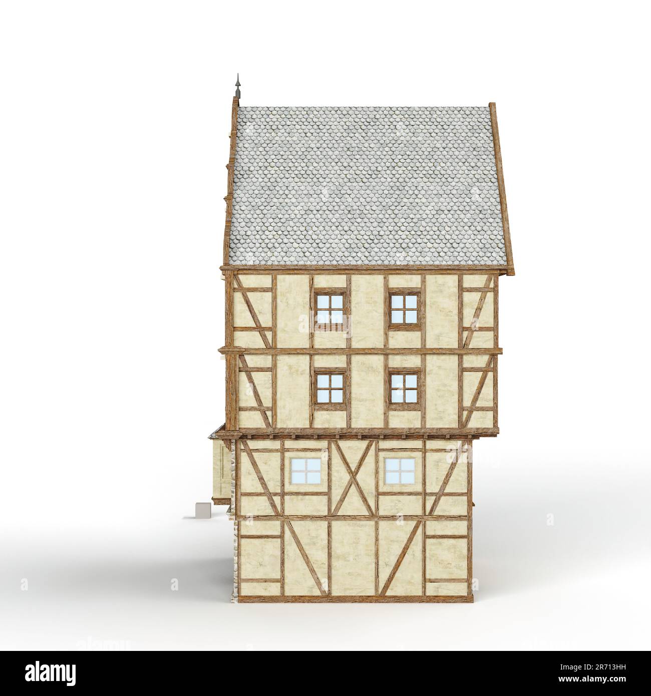 A 3D rendering of a big wooden house isolated on a white background ...