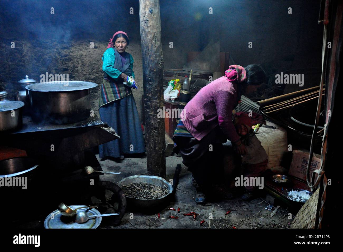 Nepal. Mustang. local kitchen Stock Photo Alamy