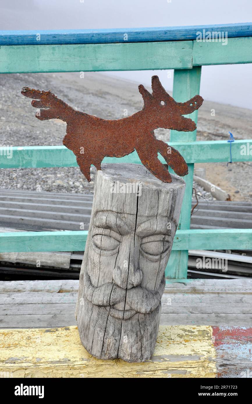 Spitsbergen. isole svalbard. Norway Russian Piramidon base Stock Photo