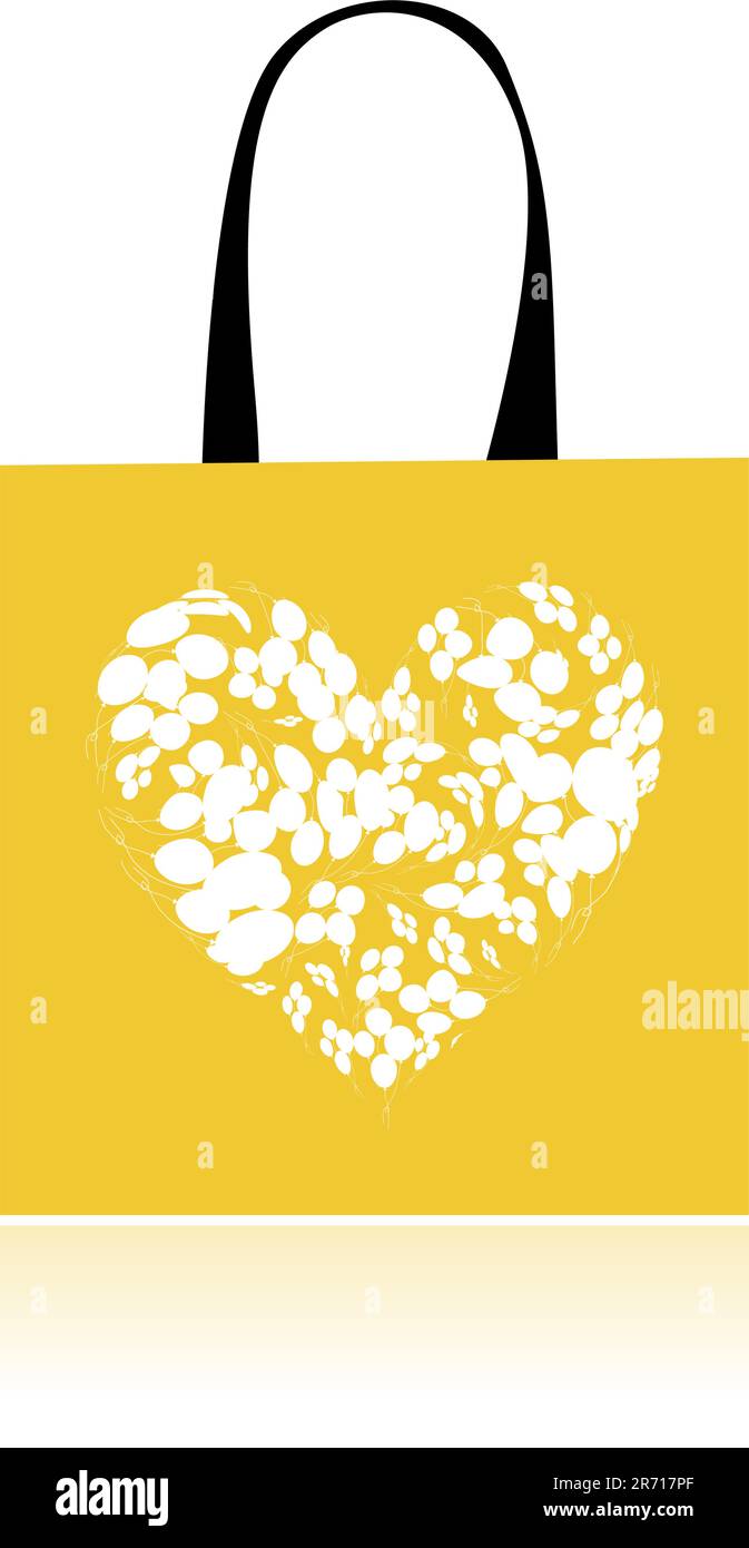 Shopping bag design, floral heart shape Stock Vector