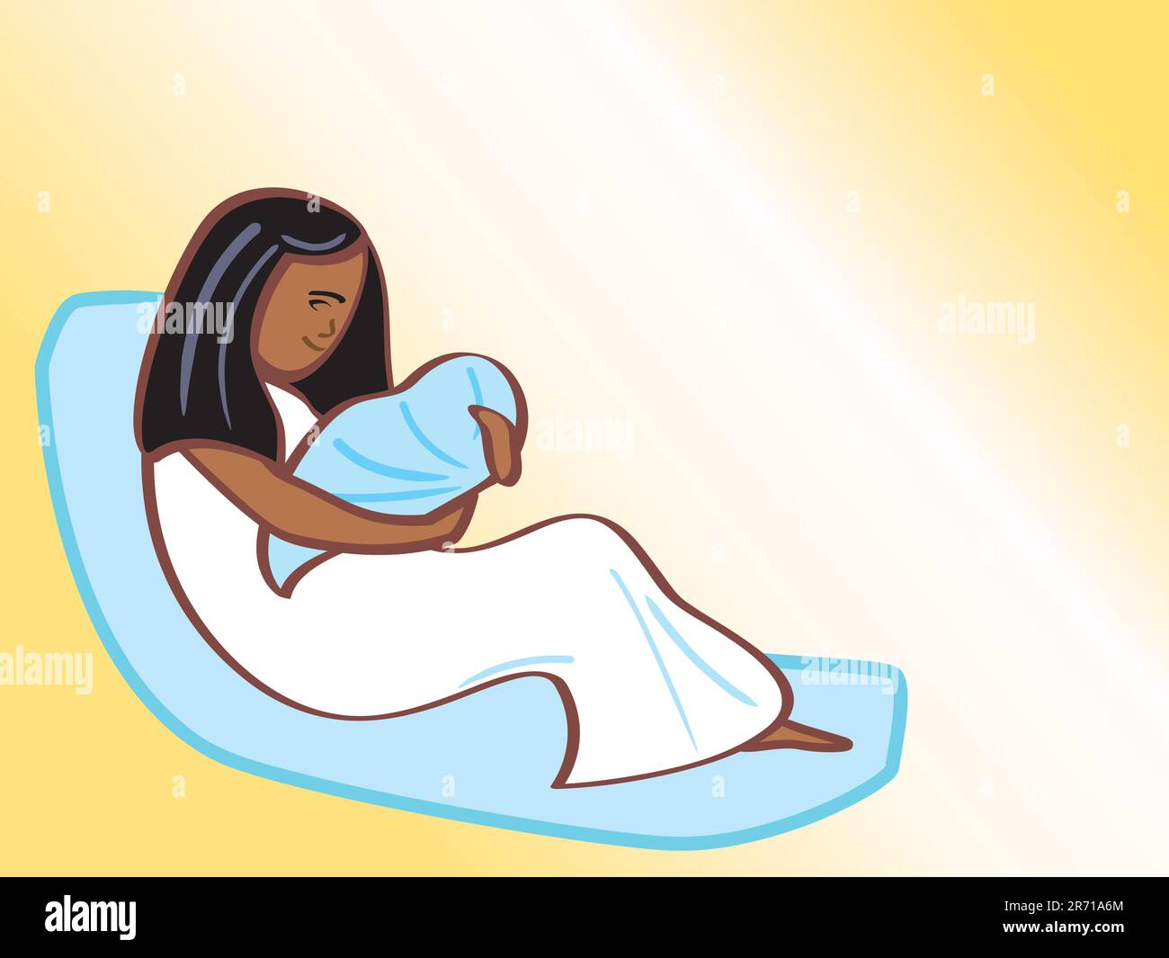 Stylized illustration of a mother and her newborn baby. Stock Vector