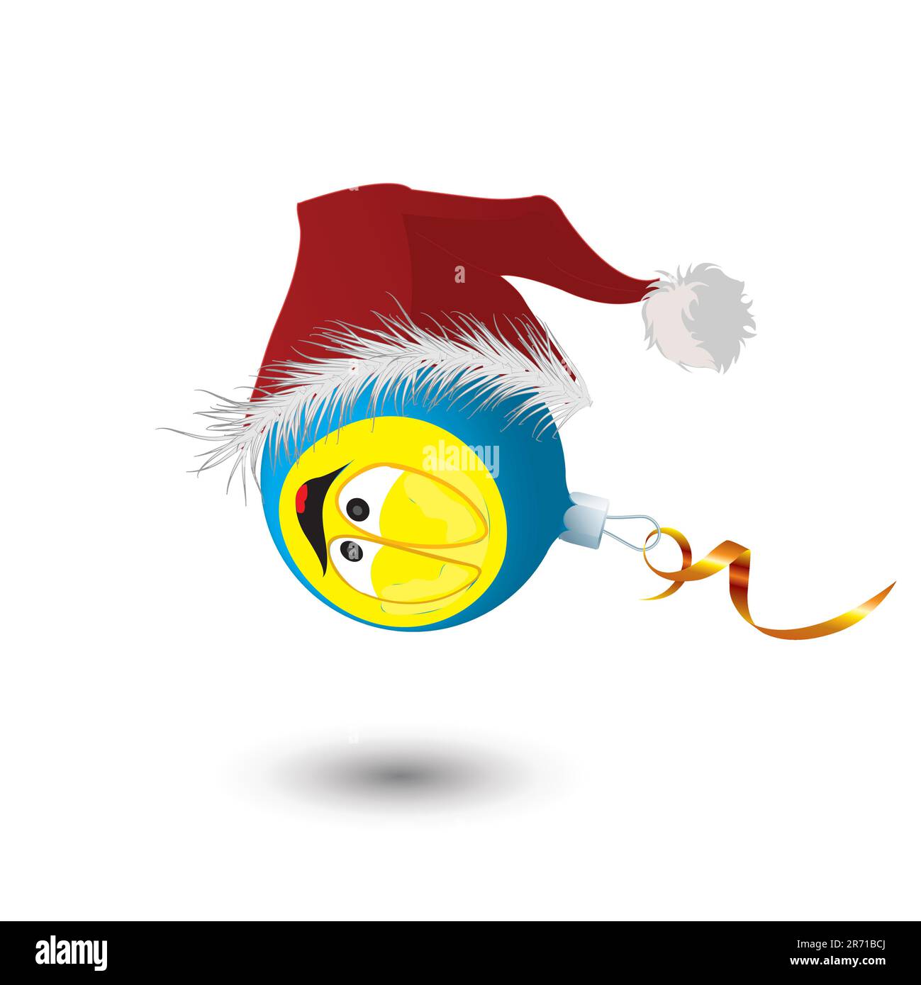 New Year's toy in a cap of Santa Claus on a white background. Vector illustration Stock Vector