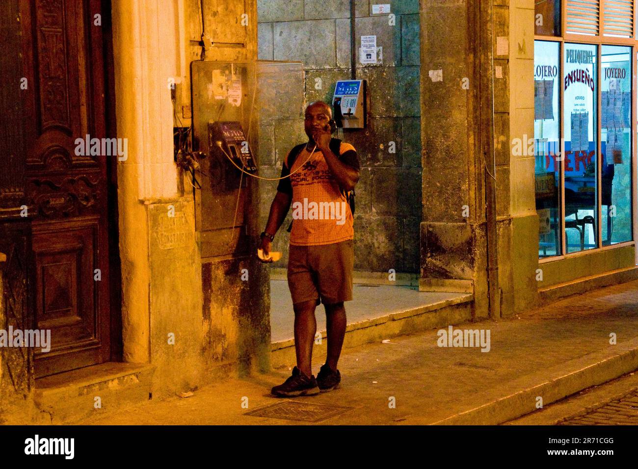 Cuba, Havana, public phone Stock Photo Alamy