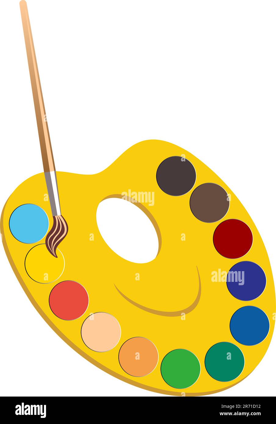 Palette with paints and brushe - vector illustration Stock Vector