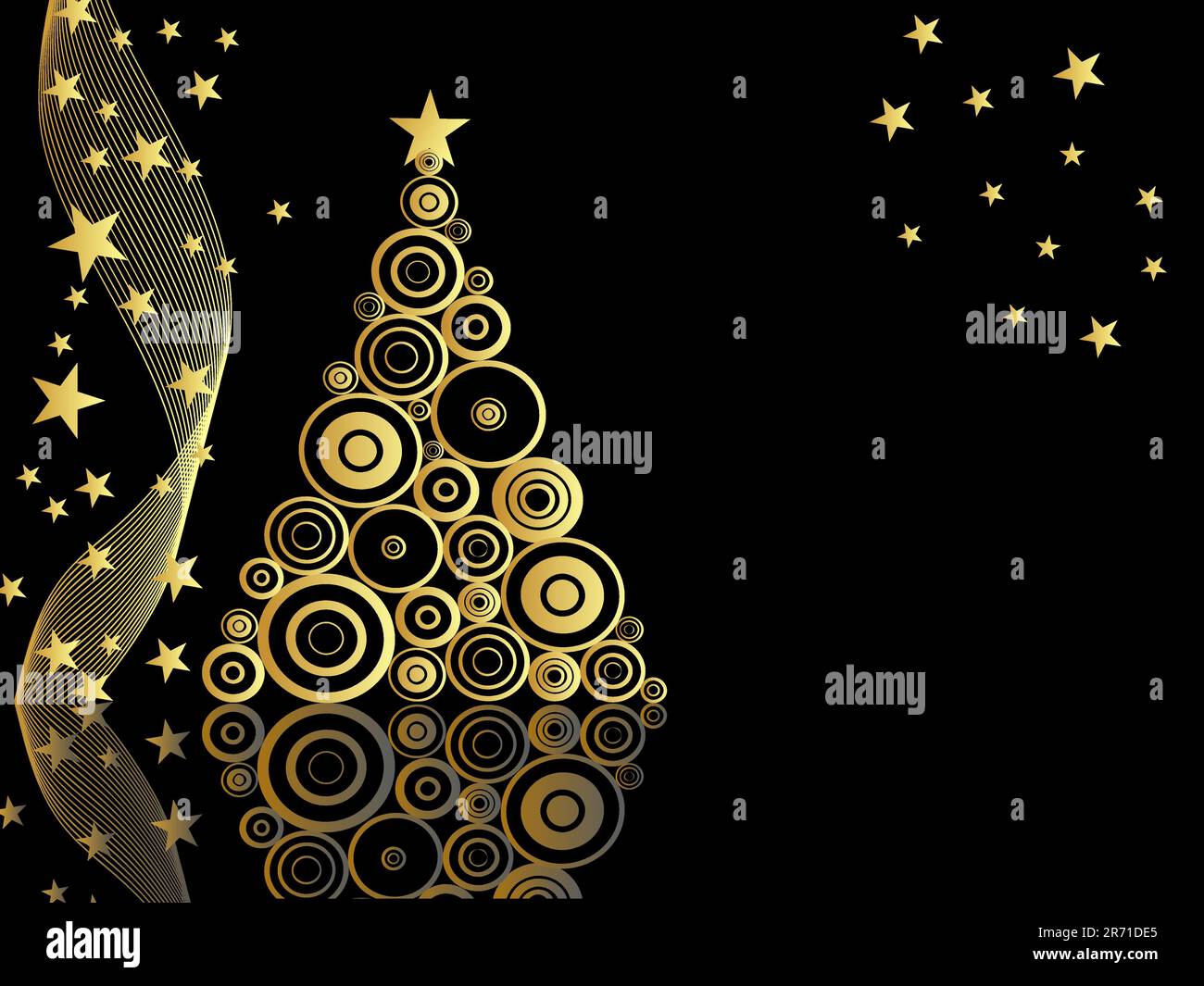 vector eps10 illustration of golden circles and waves on a black ...