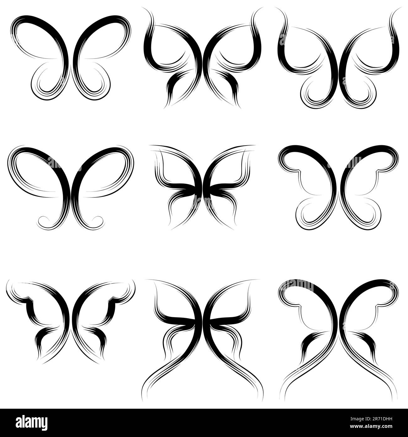 A set of nine different forms of butterflies Stock Vector Image & Art