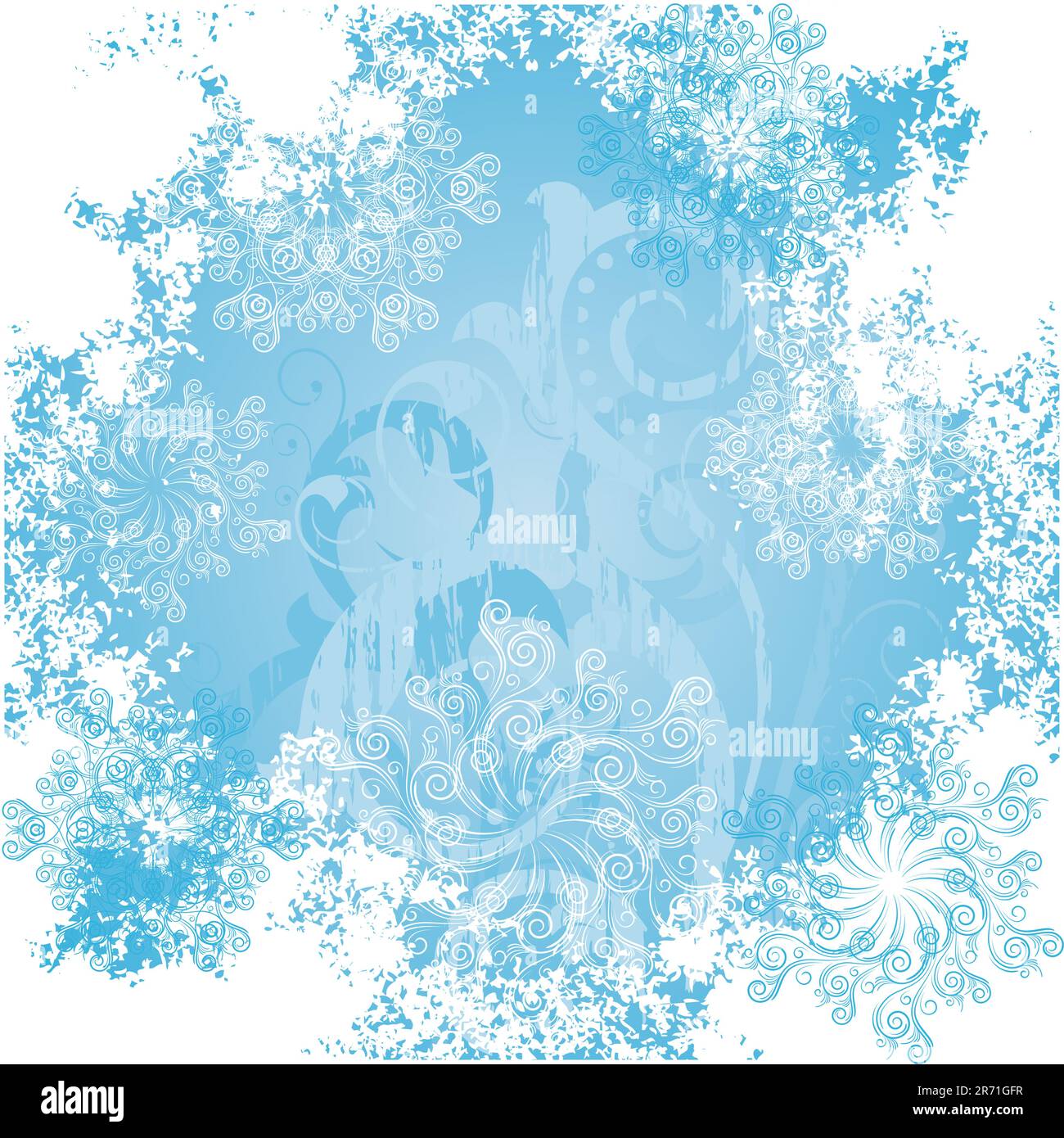 Blue background with snowflake and frosty patterns Stock Vector Image ...