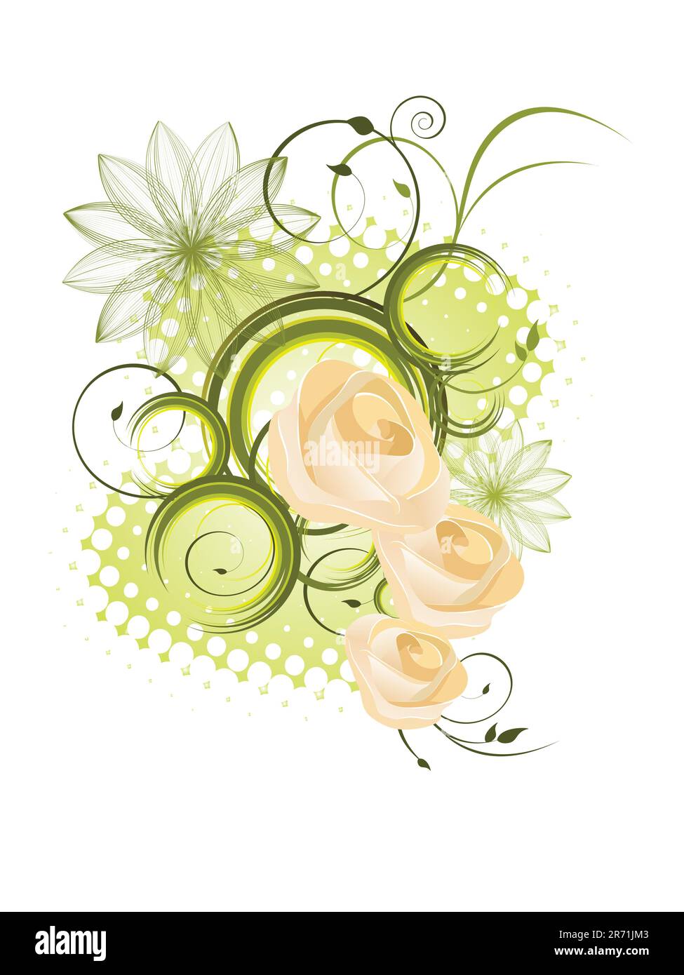 vector illustration eps10 of white roses on a floral background Stock ...