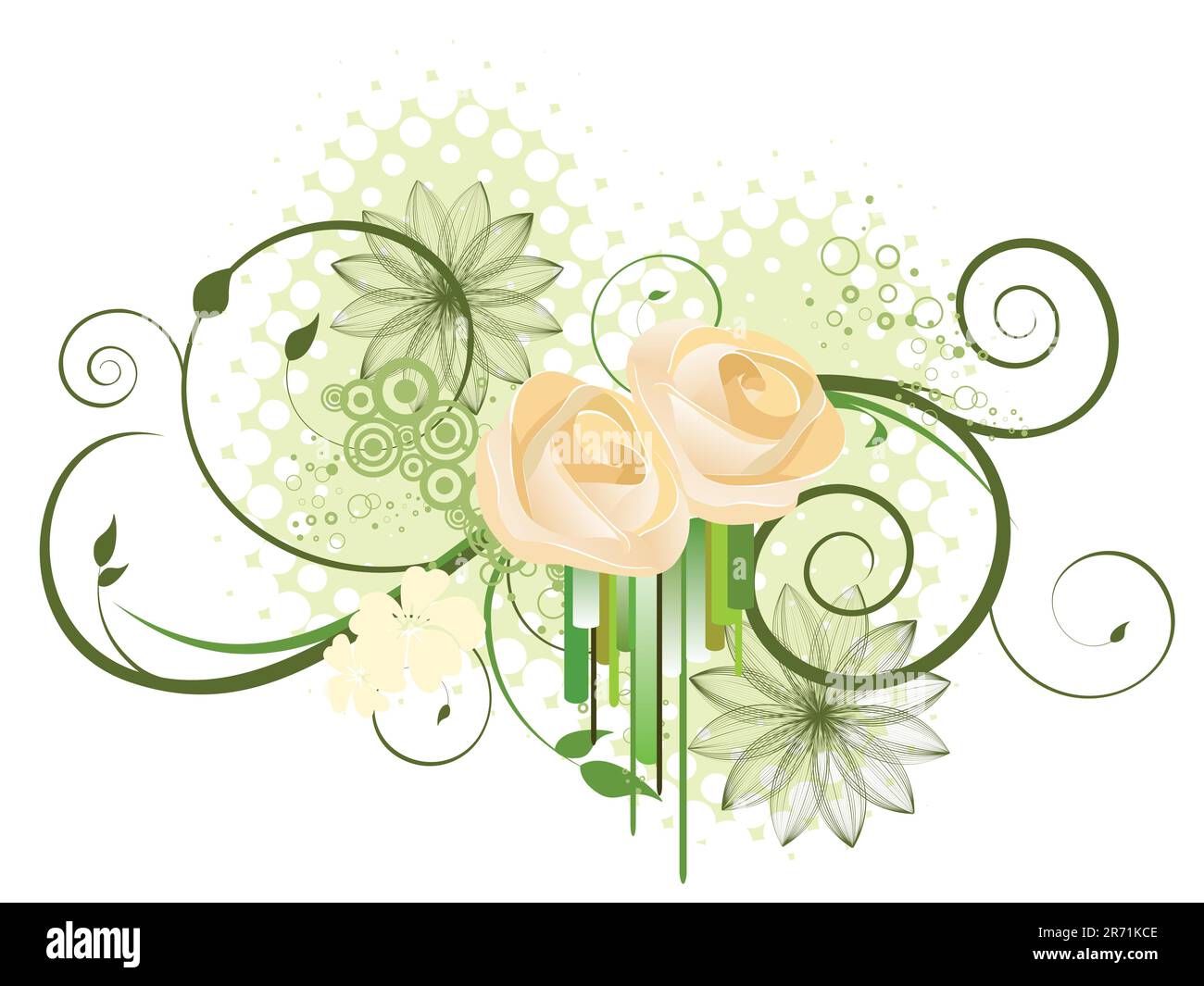 vector illustration eps10 of white roses on a floral background Stock ...