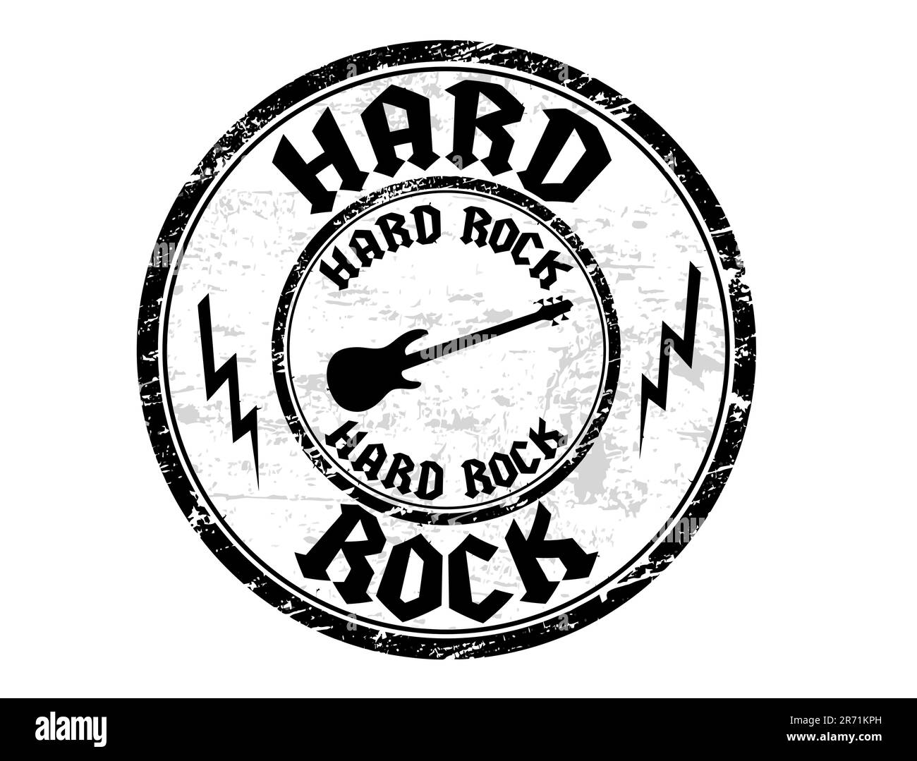 Abstract black grunge rubber stamp with the text hard rock written