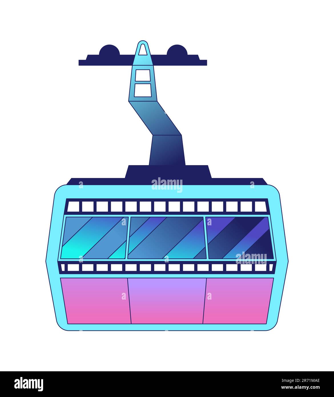 Gondola lift flat vector cartoon icon Stock Vector