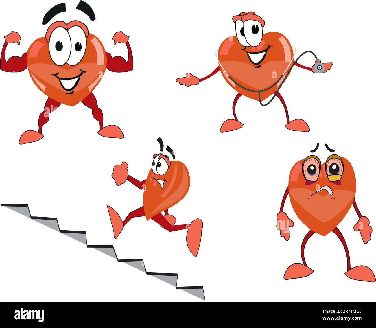 Healthy heart muscular, doctor, running, worried Stock Vector Image