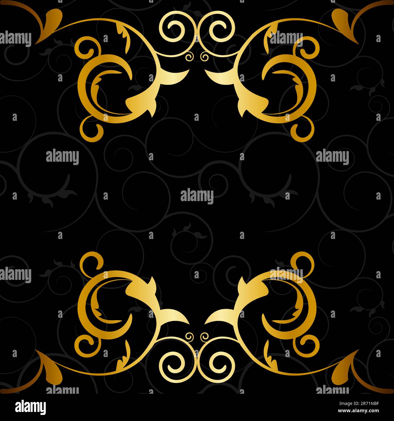 Vector picture of gold vintage frame on black background Stock Vector ...