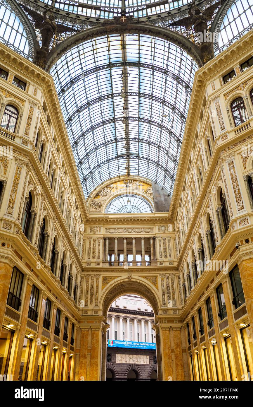 Glass Dome of Galleria Umberto I shopping gallery built between 1887 and 1890 and named after Umberto I, King of Italy at the time of construction - Naples, Italy Stock Photo