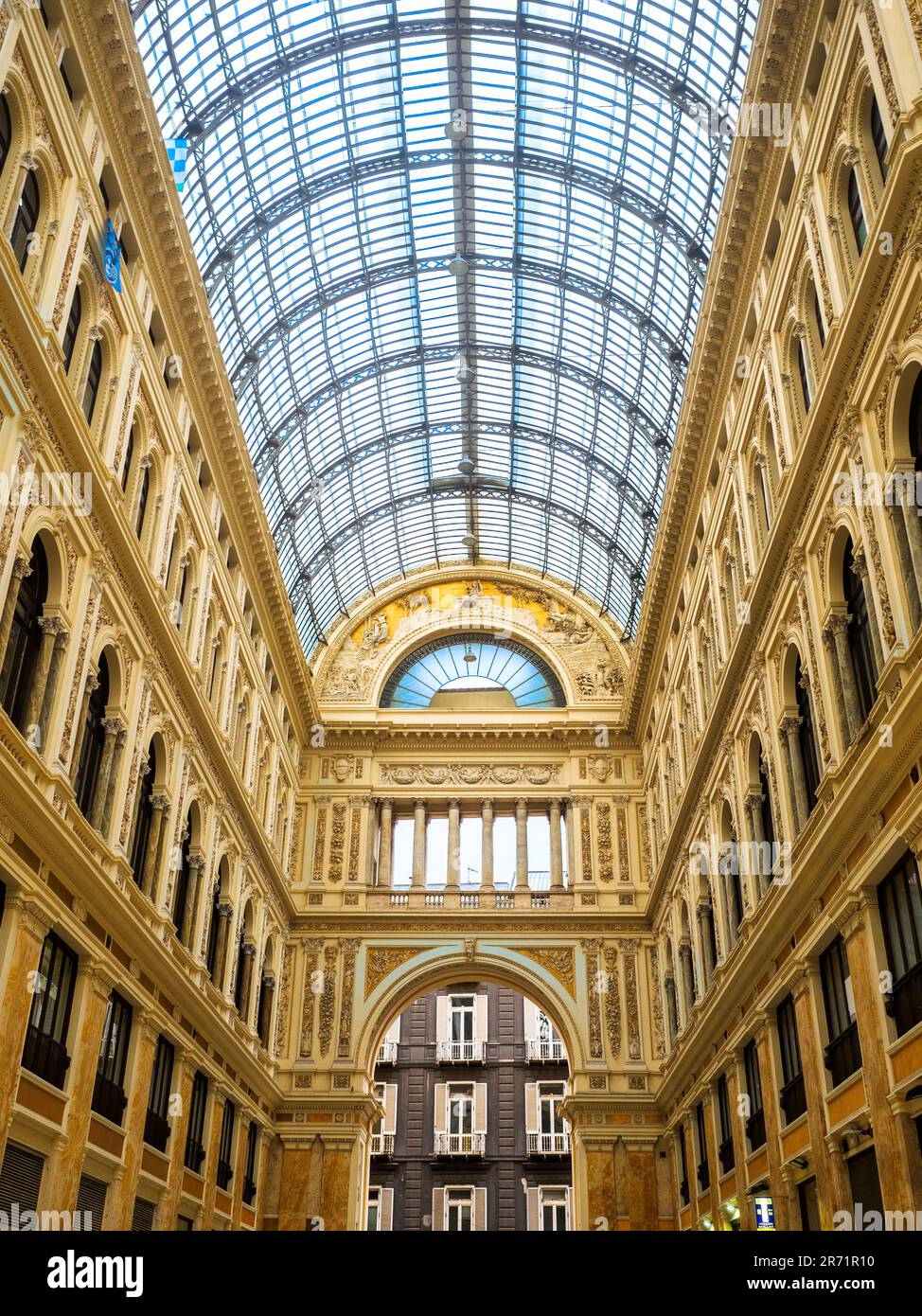 Glass Dome of Galleria Umberto I shopping gallery built between 1887 and 1890 and named after Umberto I, King of Italy at the time of construction - Naples, Italy Stock Photo