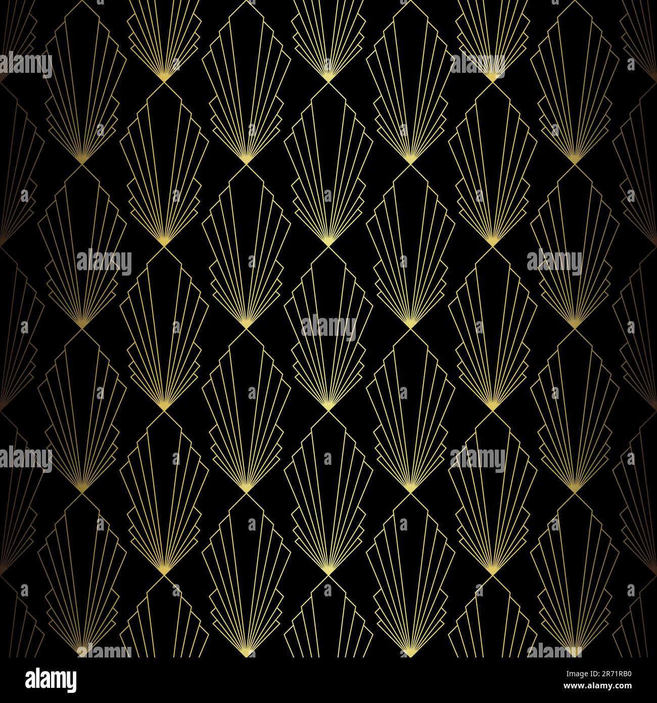 Art Deco Pattern. Vector background in 1920s style. Gold black texture ...