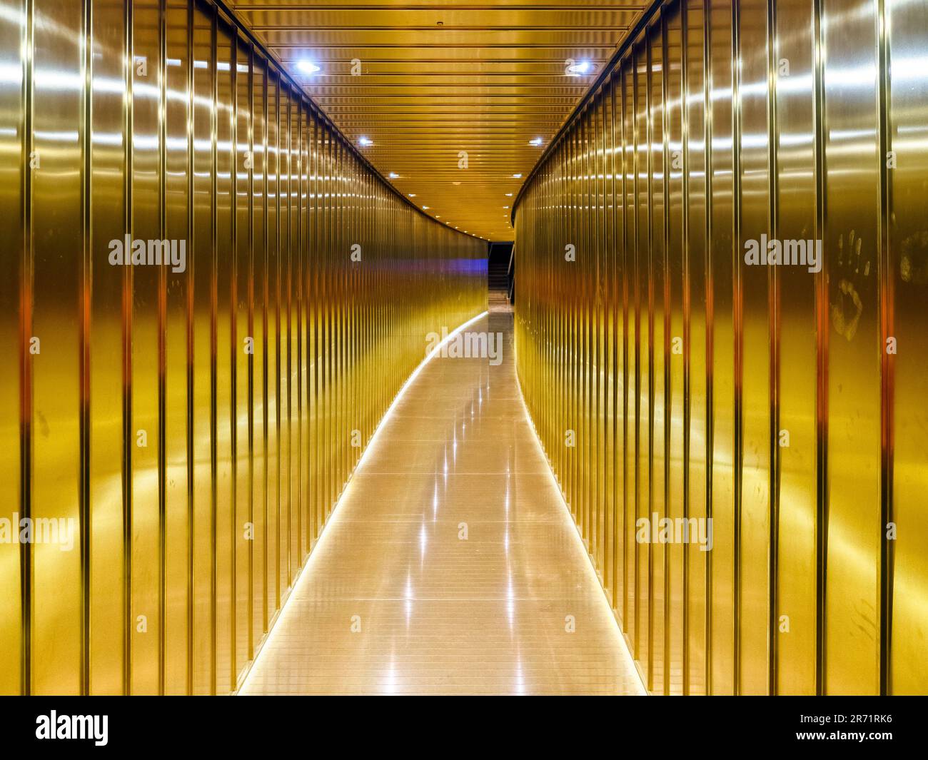 Corridor in the Headquarters of Gallerie d'Italia in Palazzo Piacentini - Naples, Italy Stock Photo