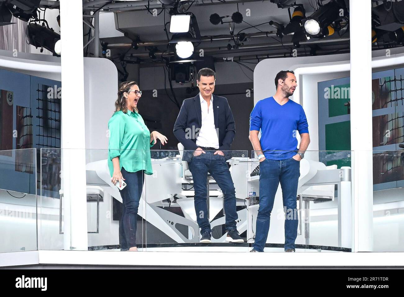 Paris, France. 11th June, 2023. Mary Pierce, Laurent Luyat and Michael Llodra during the French Open final, Grand Slam tennis tournament on June 11, 2023 at Roland Garros stadium in Paris, France. Credit: Victor Joly/Alamy Live News Stock Photo