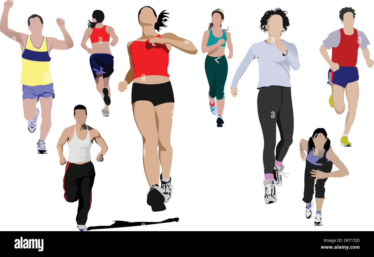 The running men and women. Vector illustration Stock Vector Image & Art ...