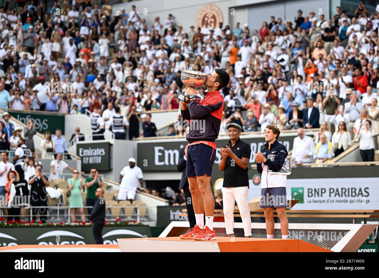 Paris, France. 11th June, 2023. Novak Djokovic With The Trophy ("La ...