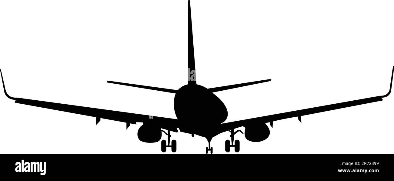 Vector illustration of silhouette aircraft is isolated on white ...