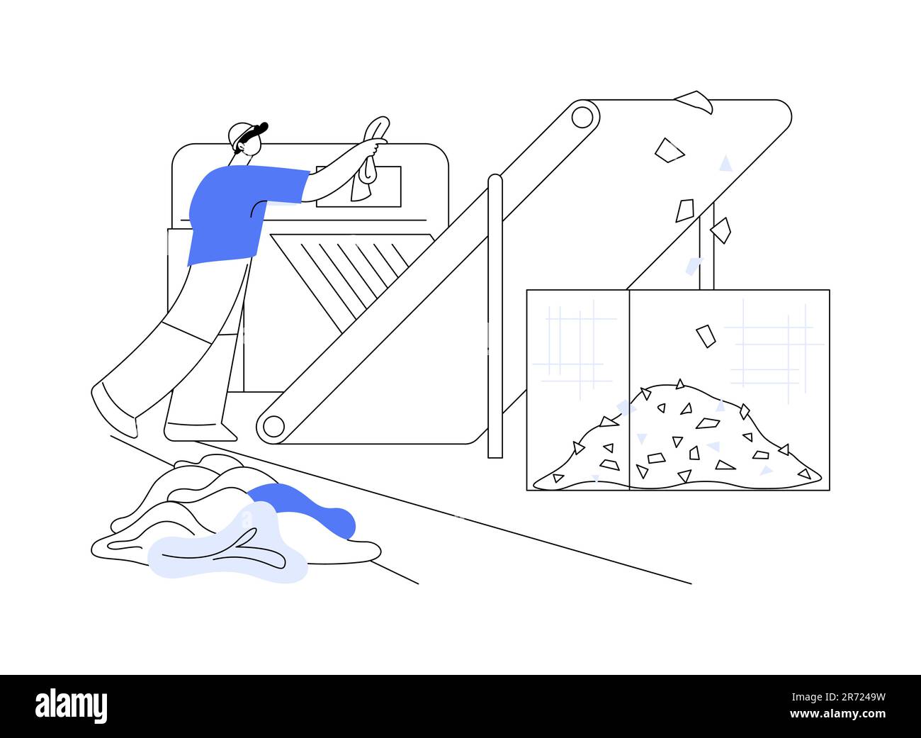 Used textile shredding abstract concept vector illustration Stock