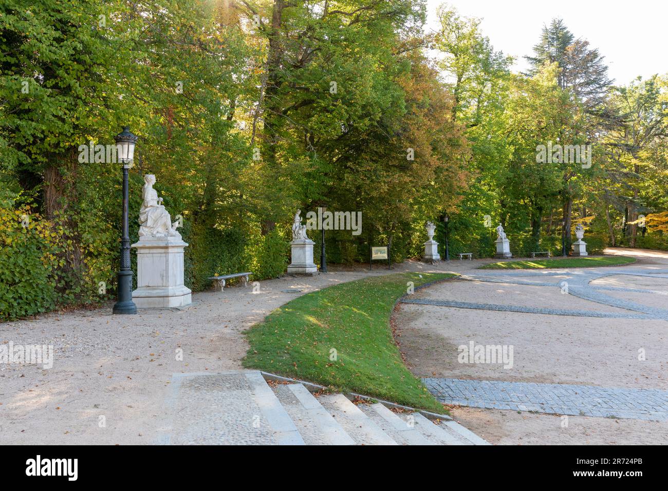 Square of statues in the gardens of the Royal Palace of La granja de