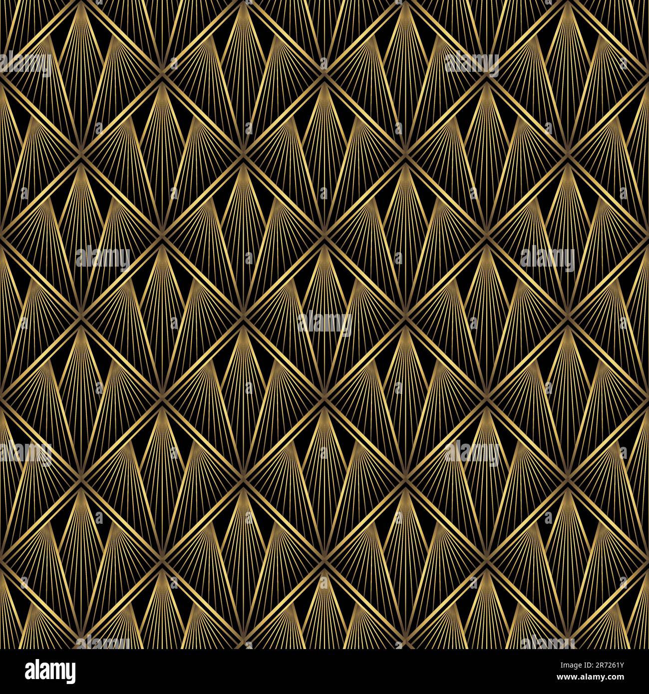 Art Deco Pattern. Vector background in 1920s style. Gold black texture ...