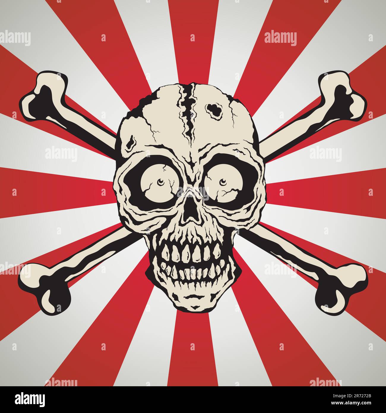 Illustration of a skull with two bones on a dark background Stock Vector