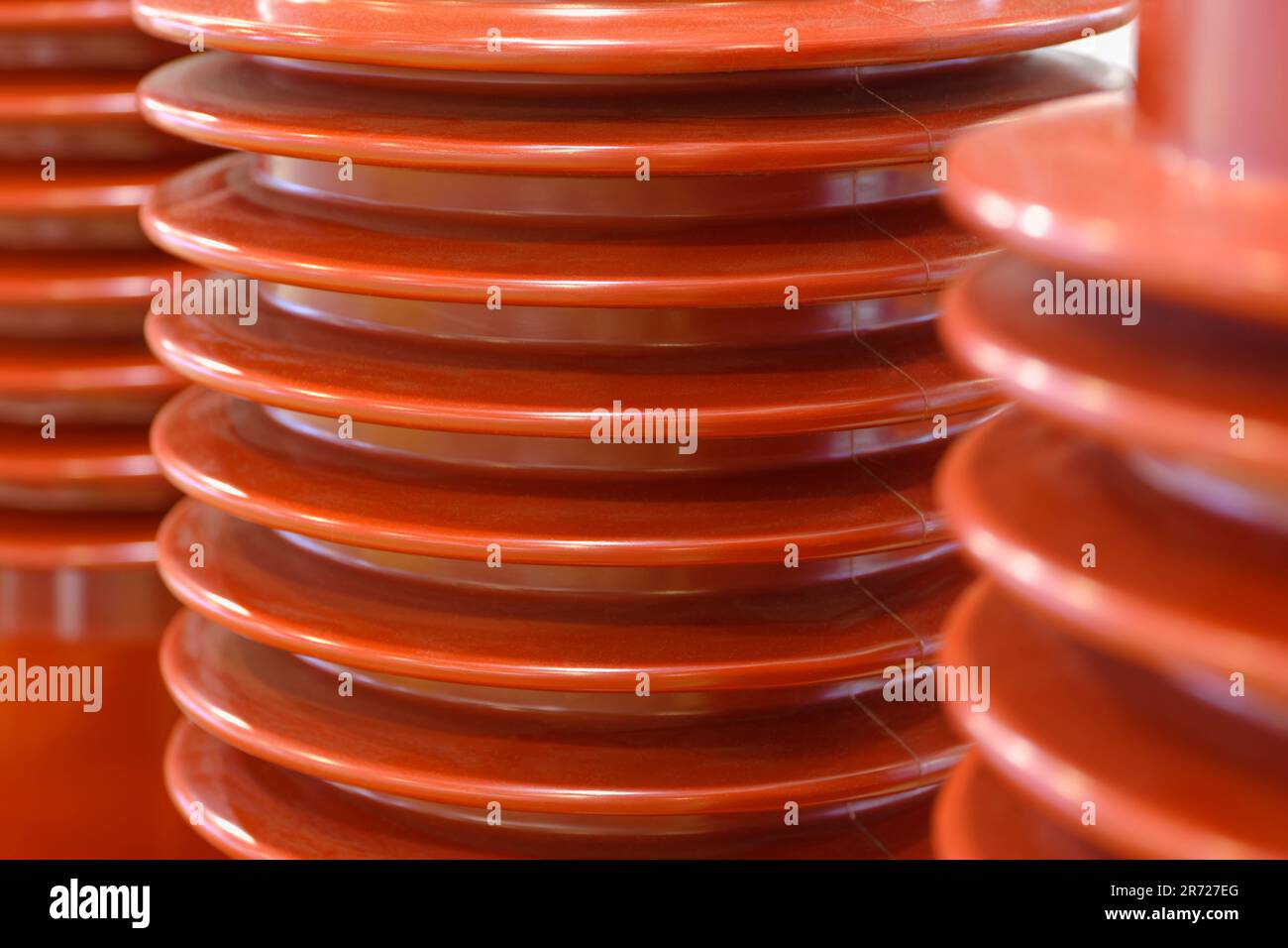 Group of high current electrical isolation units, closeup shot