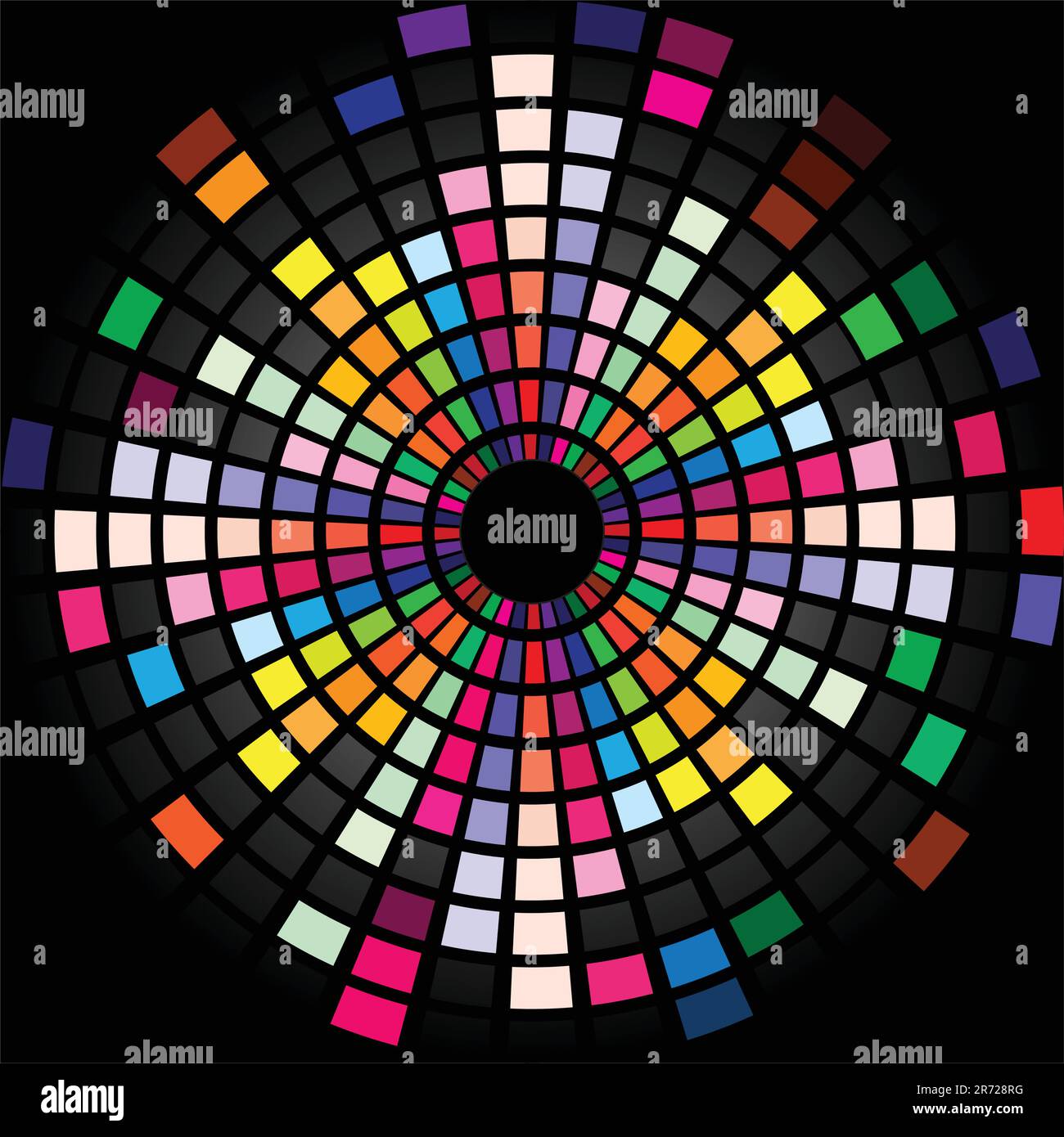 Colorful Graphic Equalizer Display for title page design. Circle Stock