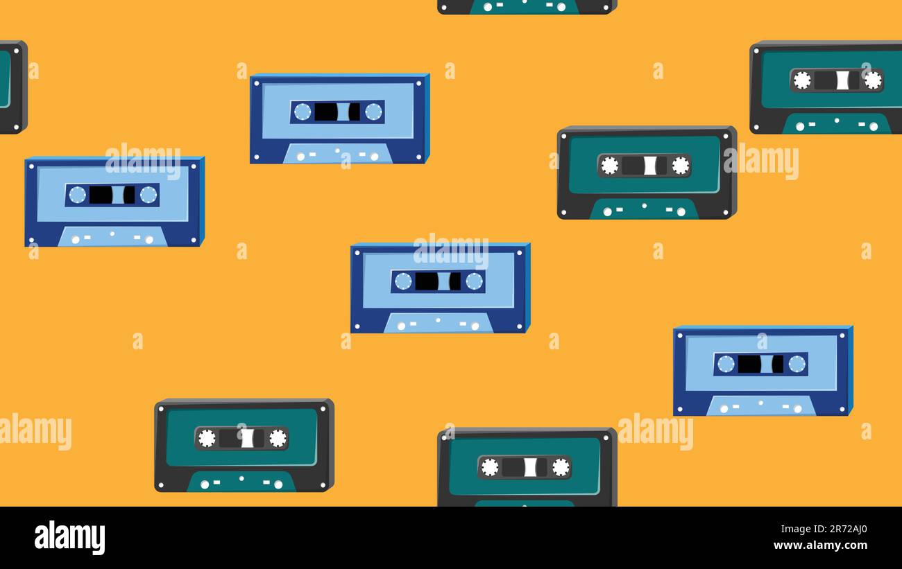 Seamless pattern endless with music audio cassettes old retro vintage ...