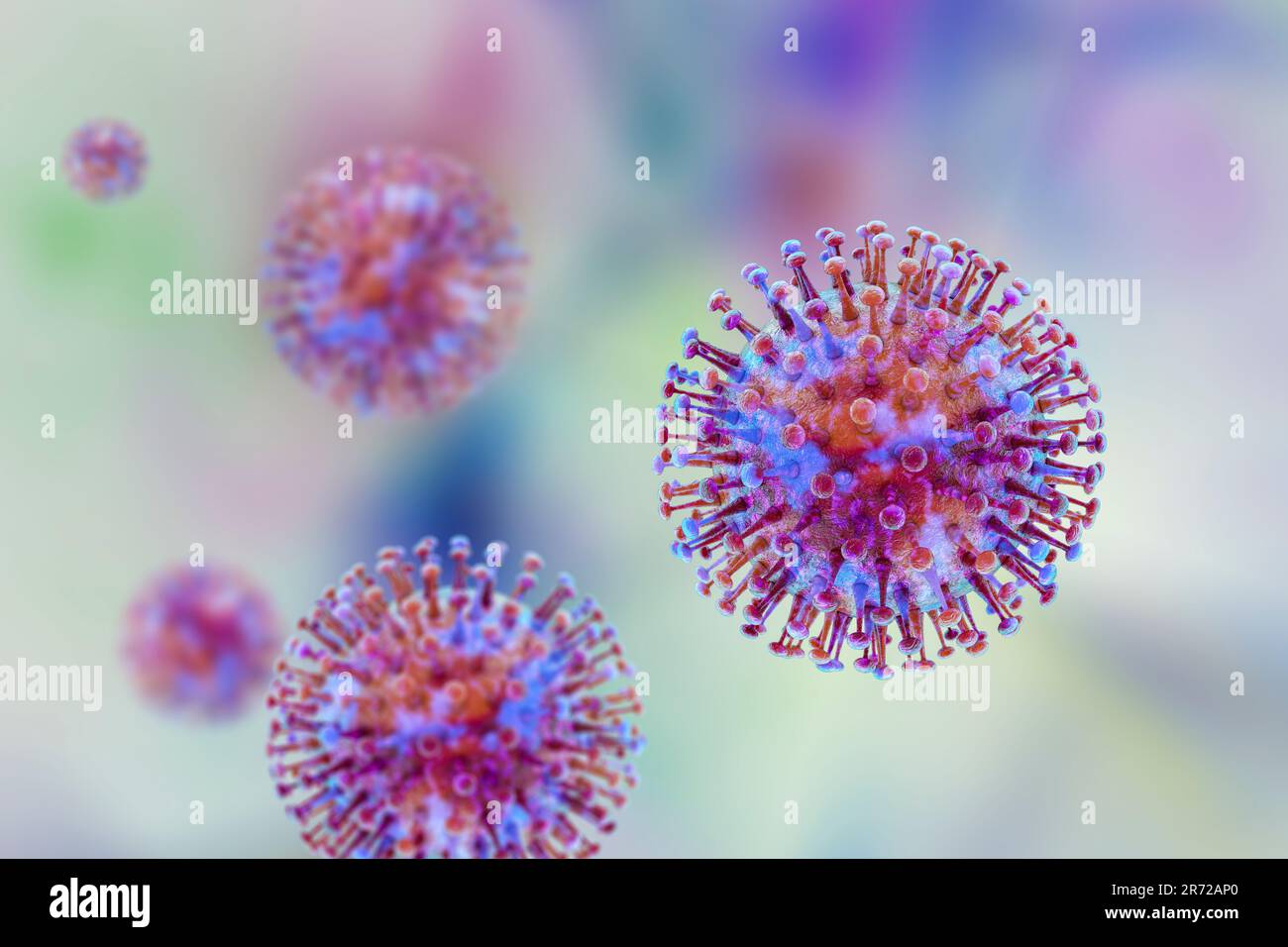 Group of viruses, computer illustration. Stock Photo