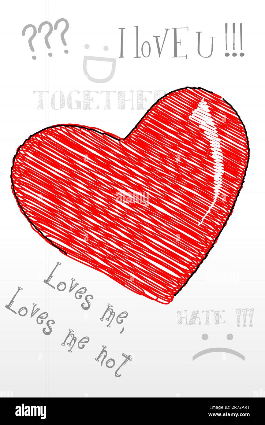 illustration of sketch heart on white background Stock Vector Image ...