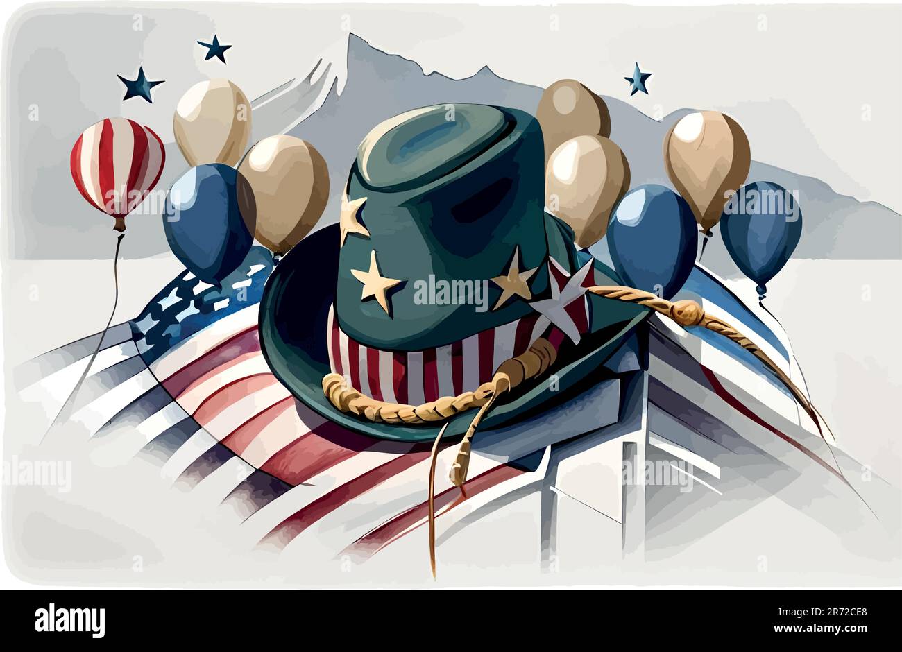 Happy 4th of July USA Independence Day greeting card with waving ...