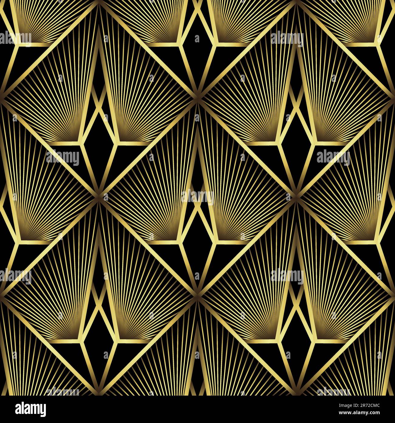 Art Deco Pattern. Vector background in 1920s style. Gold black texture ...