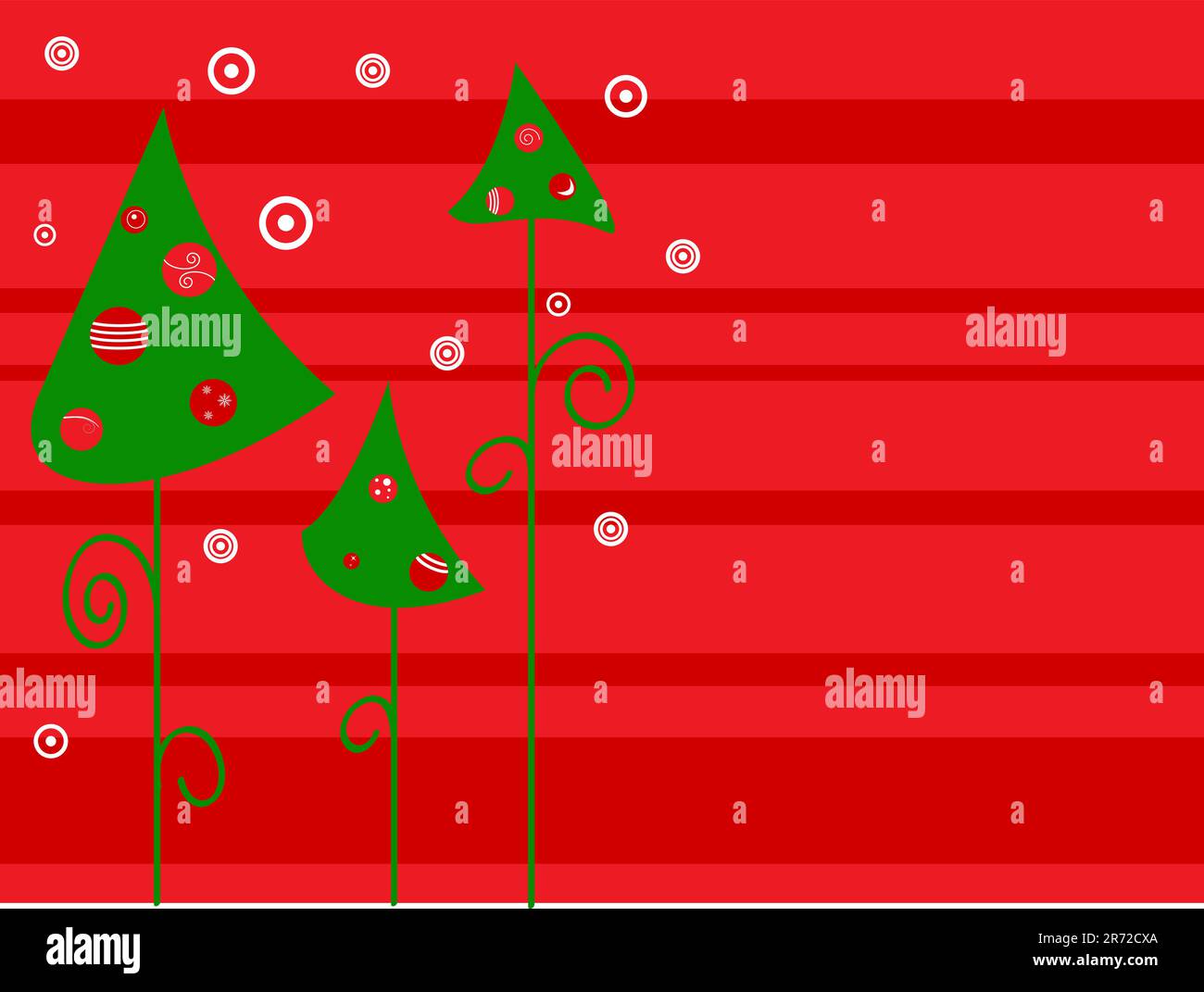 Vector picture for Christmas. Green trees an red background Stock ...