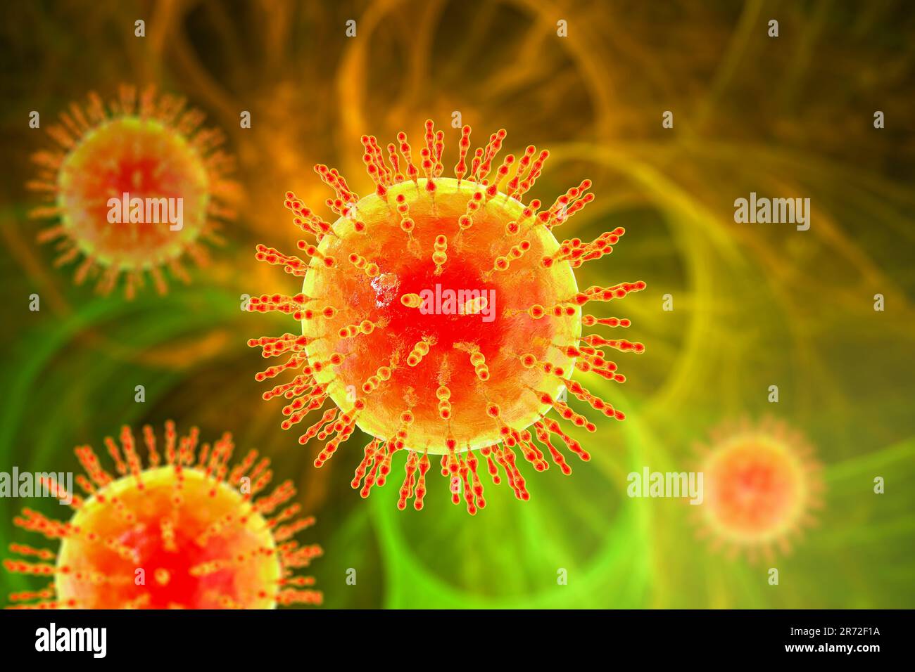 Group of viruses, computer illustration. Stock Photo