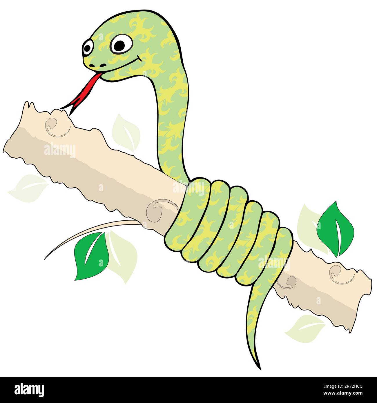 The image of cheerful animated green snake Stock Vector