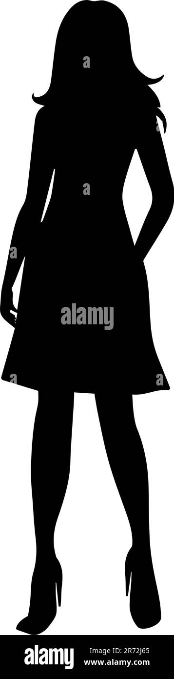 Young woman with a dress silhouette isolated on white background Stock Vector