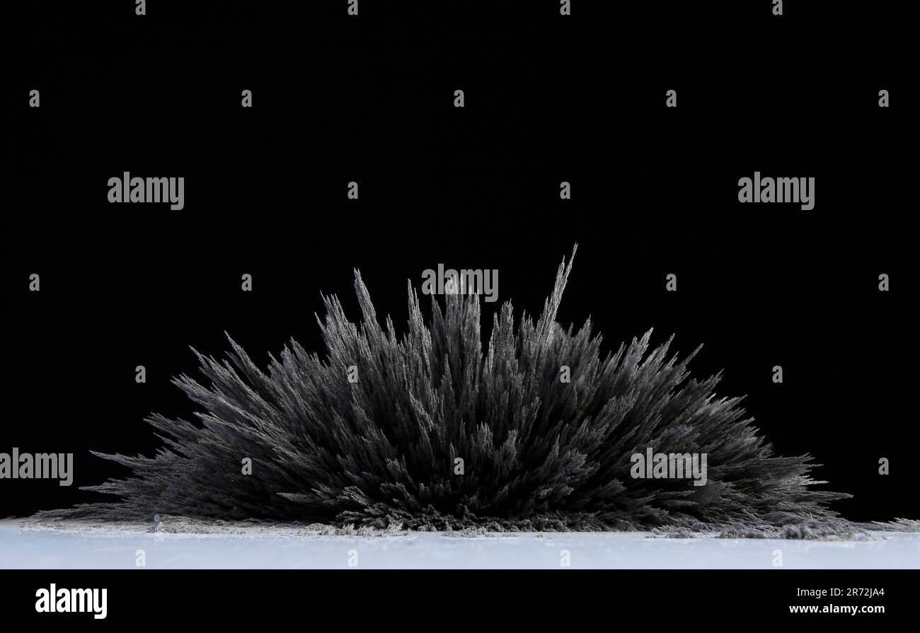 A reaction of iron dust to a field of a strong neodymium