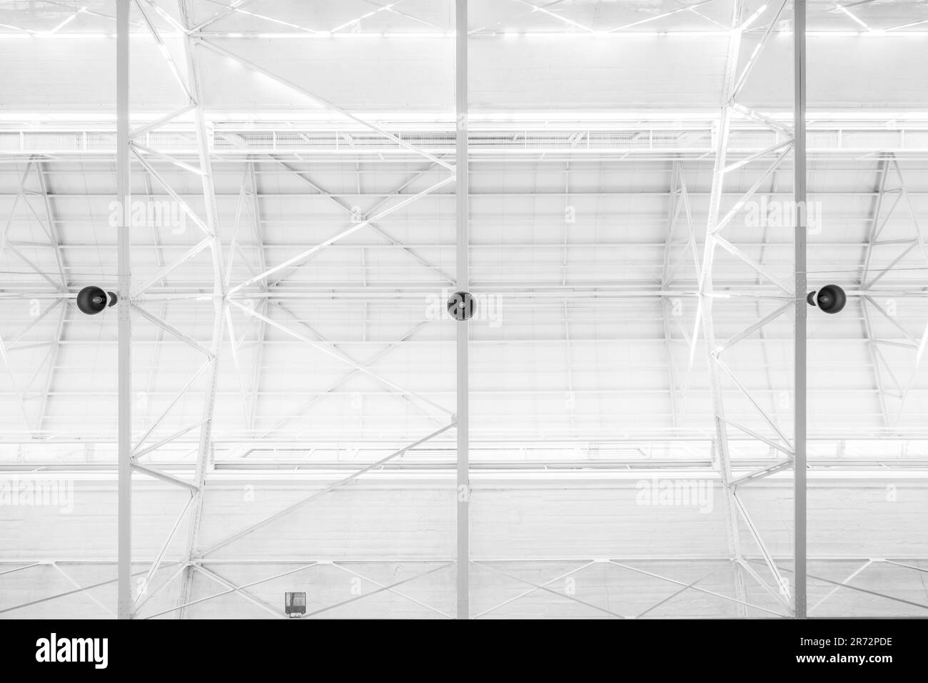 white hall, metal roof, lamps Stock Photo - Alamy