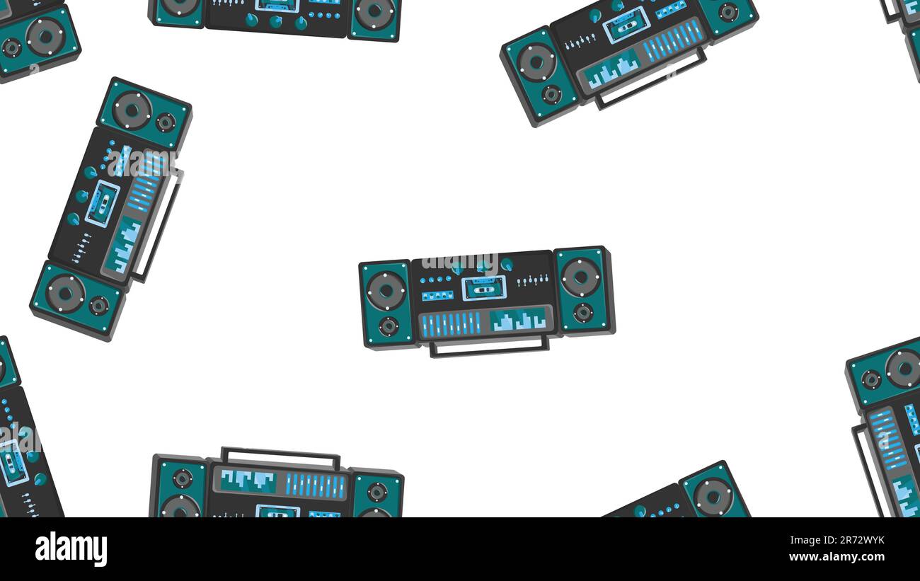 Seamless pattern endless with music audio cassette old retro tape ...