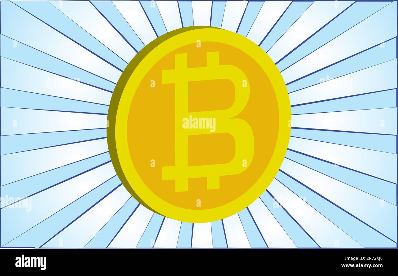 Yellow Bitcoin Icon on Blue Background. Crypto Currency Concept Stock  Vector Image & Art - Alamy
