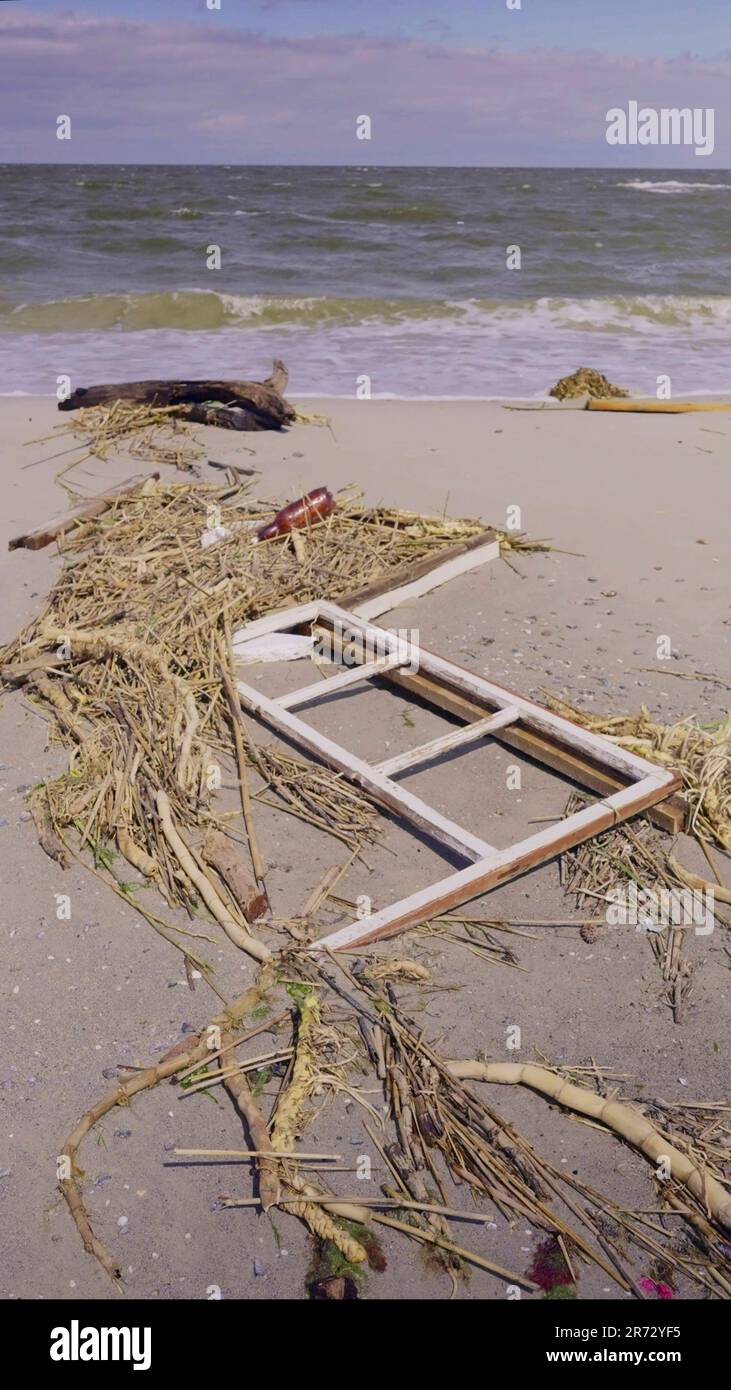 Floating debris has reached Black Sea beaches in Odessa, Ukraine. Environmental disaster caused